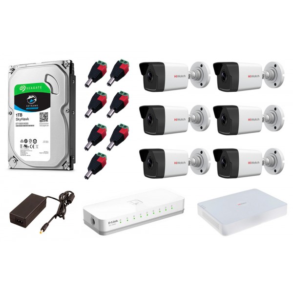 Комплект видеонаблюдения IP 6 камер купить с доставкой